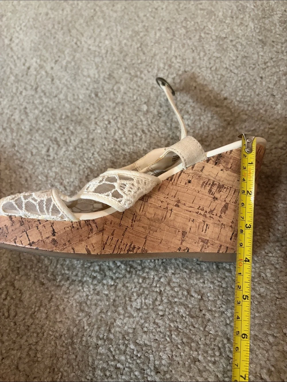 Cream/White Lace Wedge Sandals